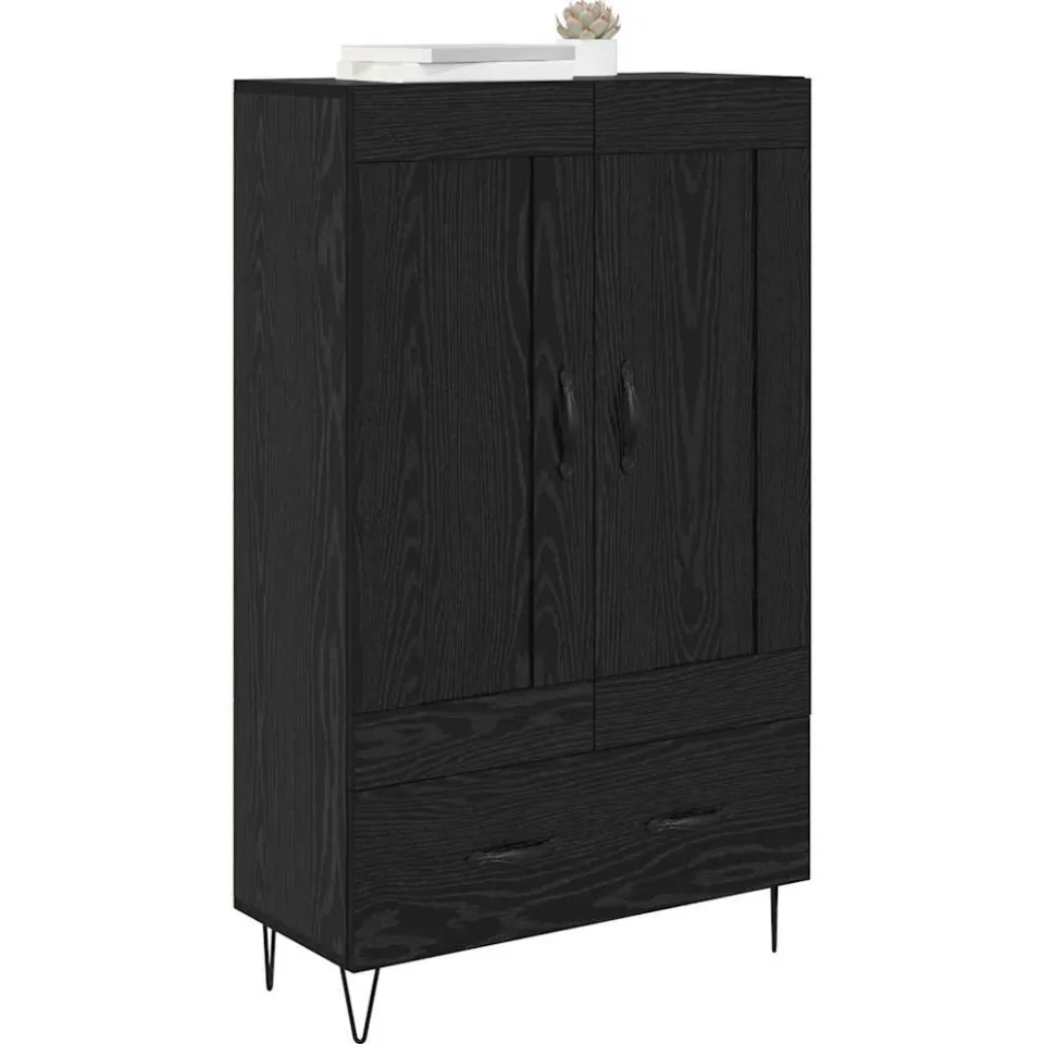 vidaXL Highboard Zwart Eiken 69,5 x 31 x 115 cm Bewerkt hout