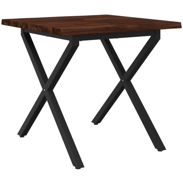 vidaXL Eettafel - met - levendige - rand - 70 - x - 70 - x - 75 - cm - Massief - Acacia - Hout Donkerbruin en Zwart