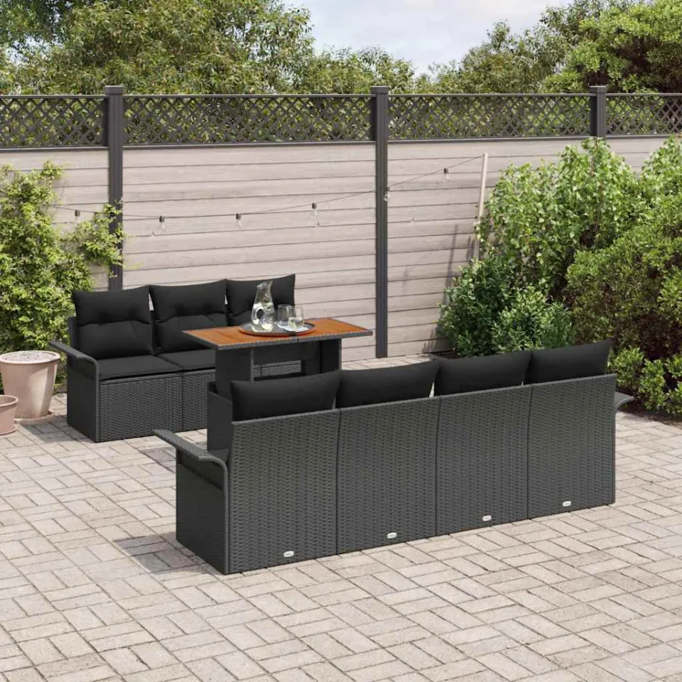 vidaXL Tuin Sofa Set 8 st Zwart Poly riet, foto 3