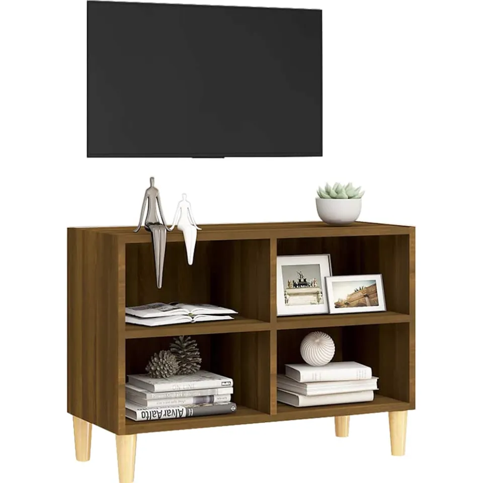 vidaXL Tv-meubel met houten poten 69,5x30x50 cm bruin eikenkleur