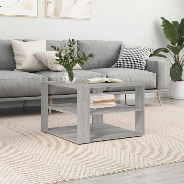 vidaXL Salontafel 58x58x40 cm bewerkt hout grijs sonoma, foto 2