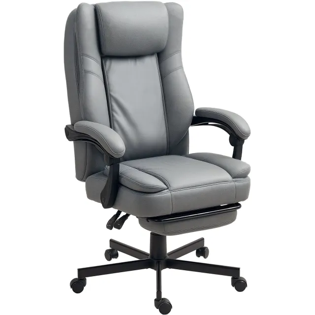 Homona Massage-bureaustoel - Met voetensteun, hoofdsteun en afstandsbediening - In hoogte verstelbaar - 64 x 69 x 112-120 cm - Grijs