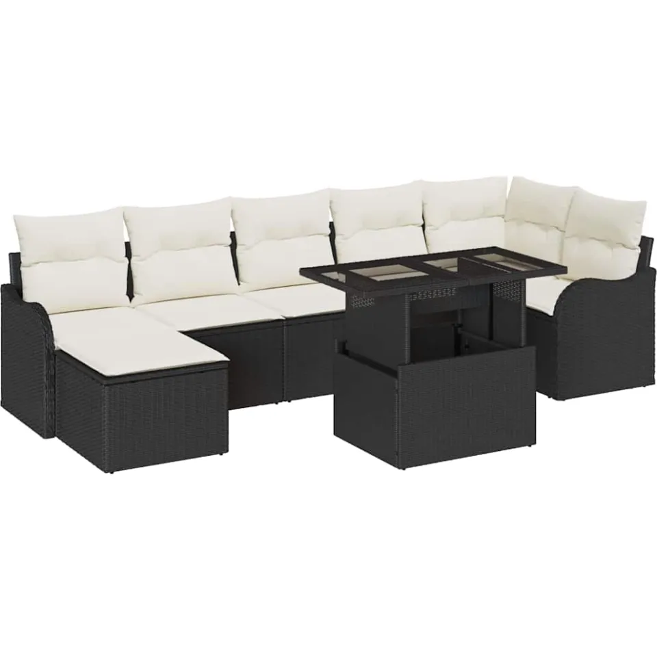 vidaXL Tuin Sofa Set 8 st Zwart Poly riet