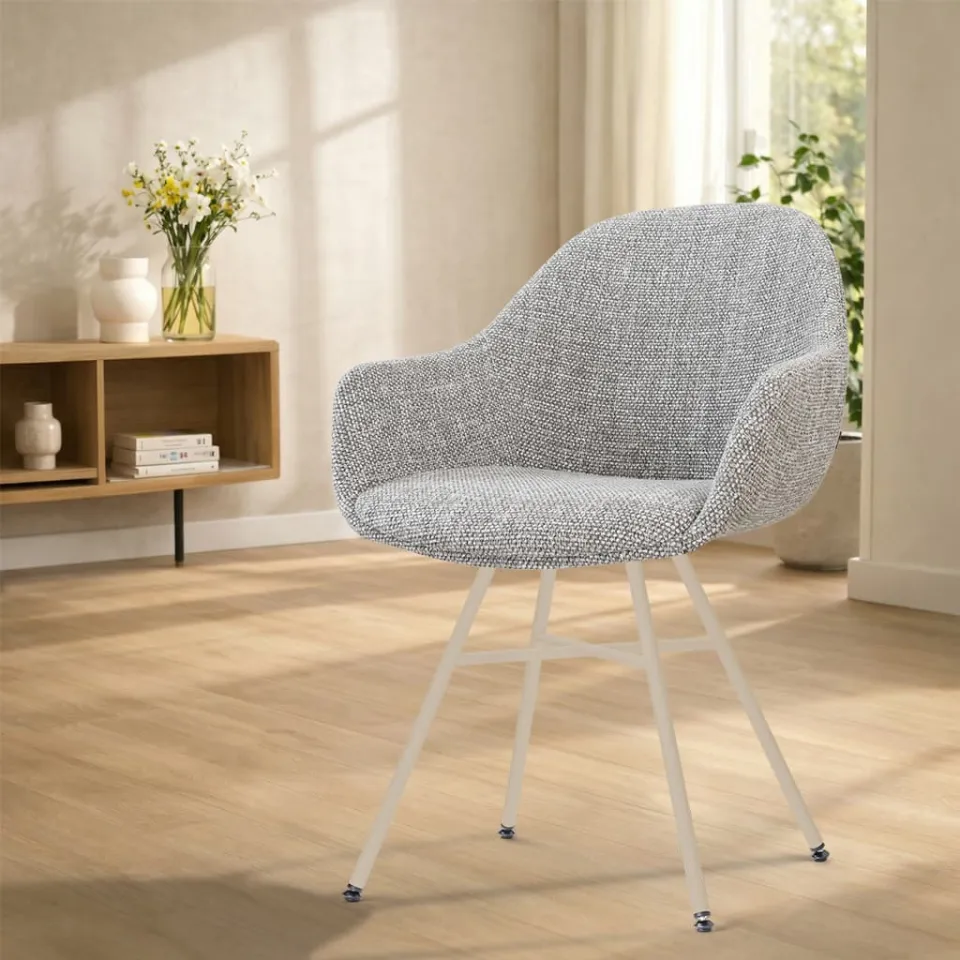 Nolon Noa-Mae eetkamerstoel grijs blend - beige onderstel, foto 3