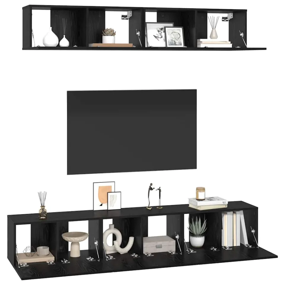 vidaXL Tv-meubelset 5 st 80 x 30 x 30 cm Zwart Eiken