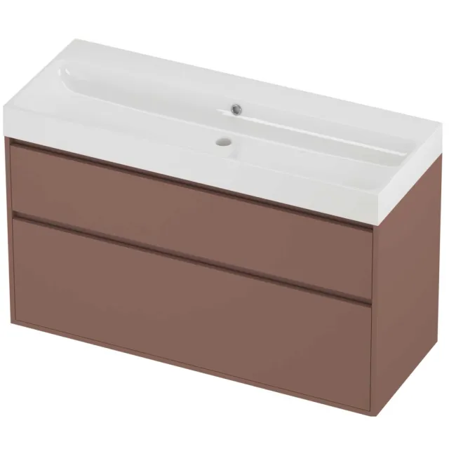 Proline Podium Badmeubelset Polystone Loft 120x46x75 cm Glans Wit Beauty Blush Rosé Goud