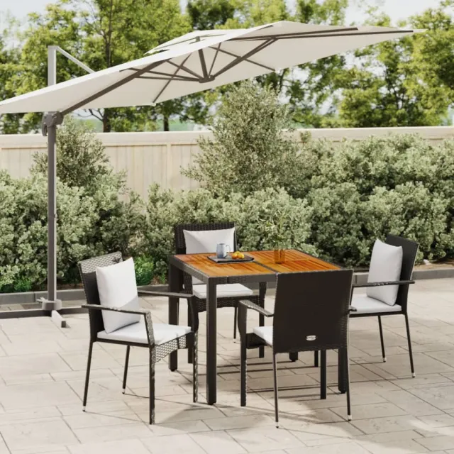 vidaXL 5-delige Tuinset met kussens poly rattan zwart, foto 2