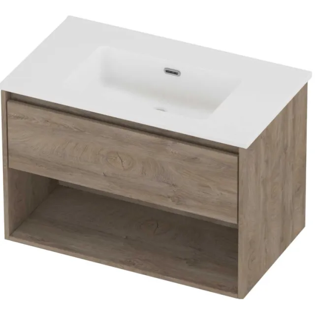 Proline Tribute Badmeubelset Porselein Elegant Schap 80x46x54 cm Mat White Raw Oak Eiken