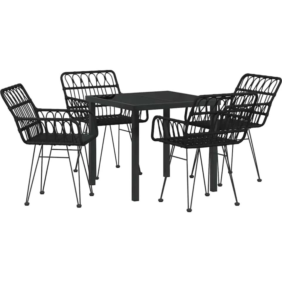 vidaXL Tuin eettafelset 5 st Zwart Gepoedercoat staal