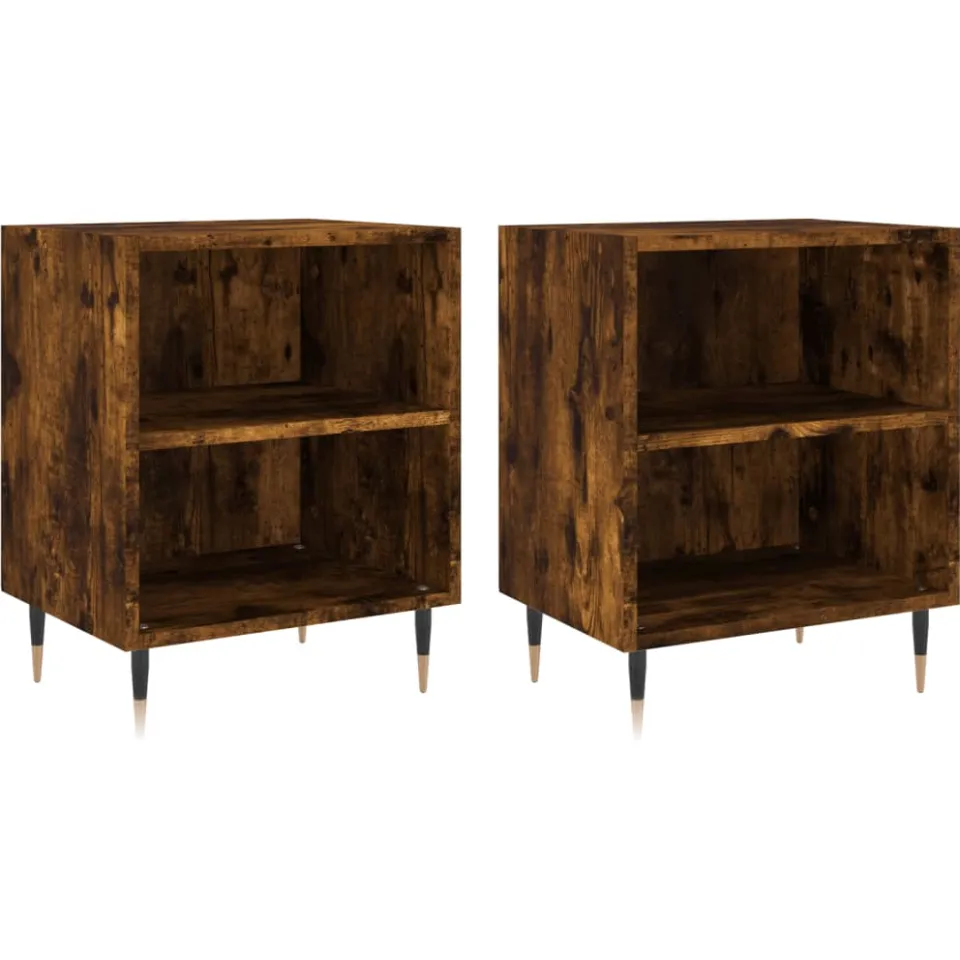 vidaXL Nachtkastjes 2 st 40x30x50 cm bewerkt hout gerookt eikenkleurig, foto 3