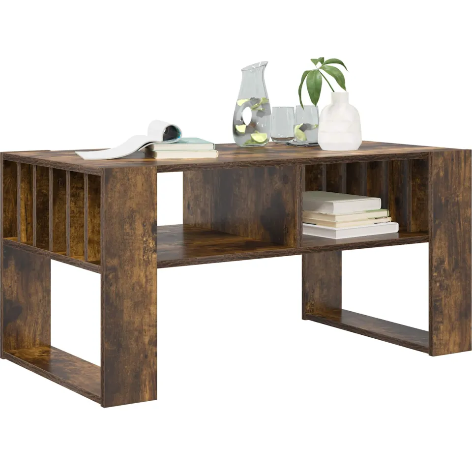 vidaXL Salontafel Gerookt eiken 92 x 49,5 x 45 cm Bewerkt hout Bruin