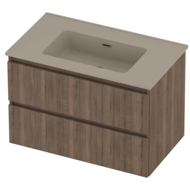 Proline Tribute Badmeubelset Porselein Elegant 80x46x54 cm Mat Crème Cotton Terra Oak Eiken