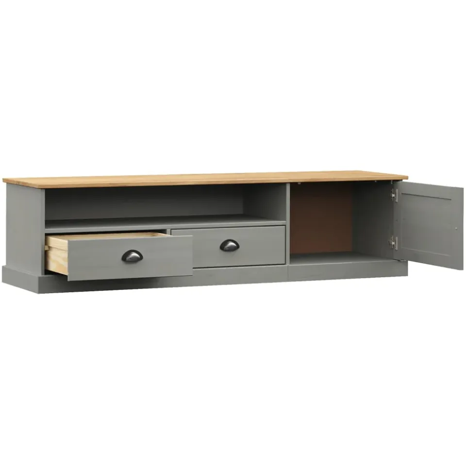 vidaXL Tv-meubel VIGO 156x40x40 cm massief grenenhout grijs