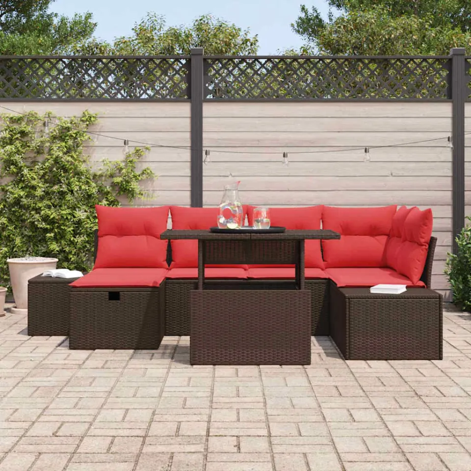 vidaXL Tuin Sofa Set 7 st poly rattan grijs, foto 3