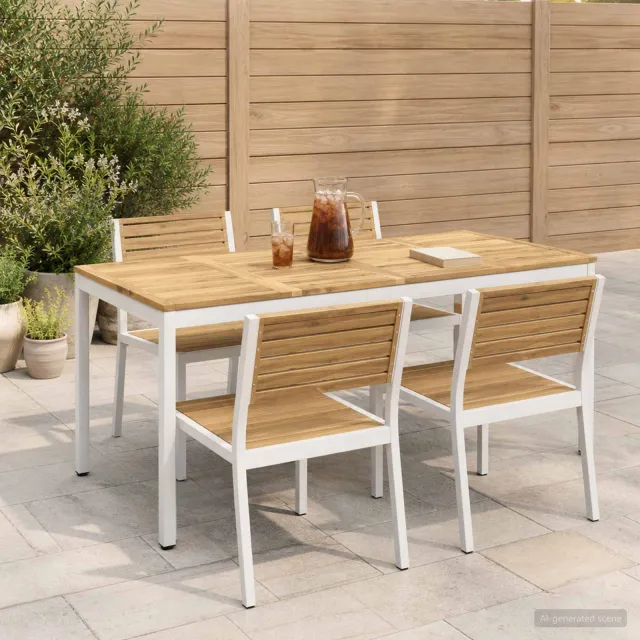 vidaXL Tuindiner tafel NAARDEN Witgewassen 180 x 88,5 x 75 cm, foto 2