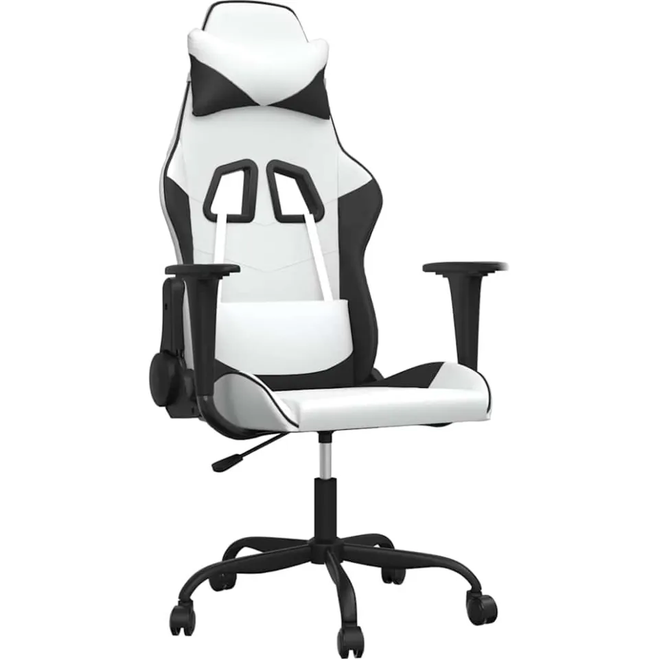 vidaXL Gamestoel kunstleer wit en zwart, foto 3