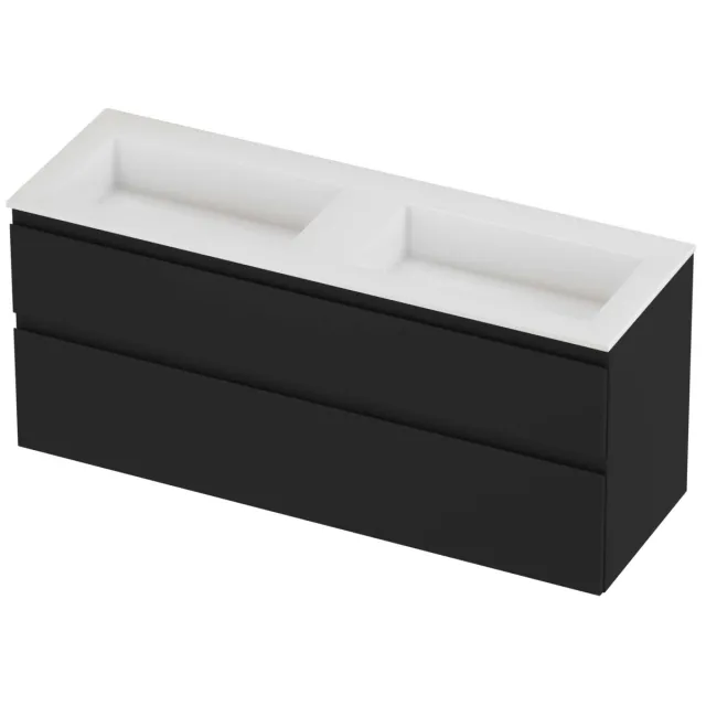 Proline Aristo Badmeubelset Polystone Elegant 140x46x62 cm Glans Wit Mat Zwart