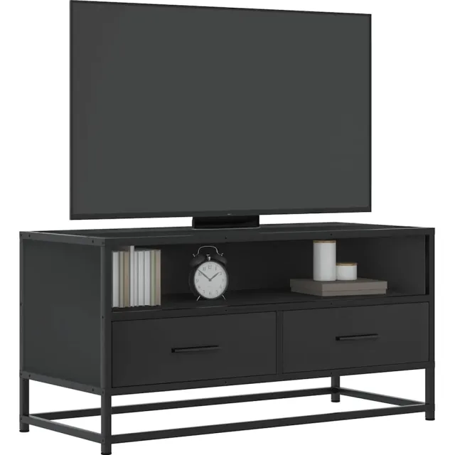 vidaXL Tv-meubel 80x34,5x40 cm bewerkt hout en metaal zwart