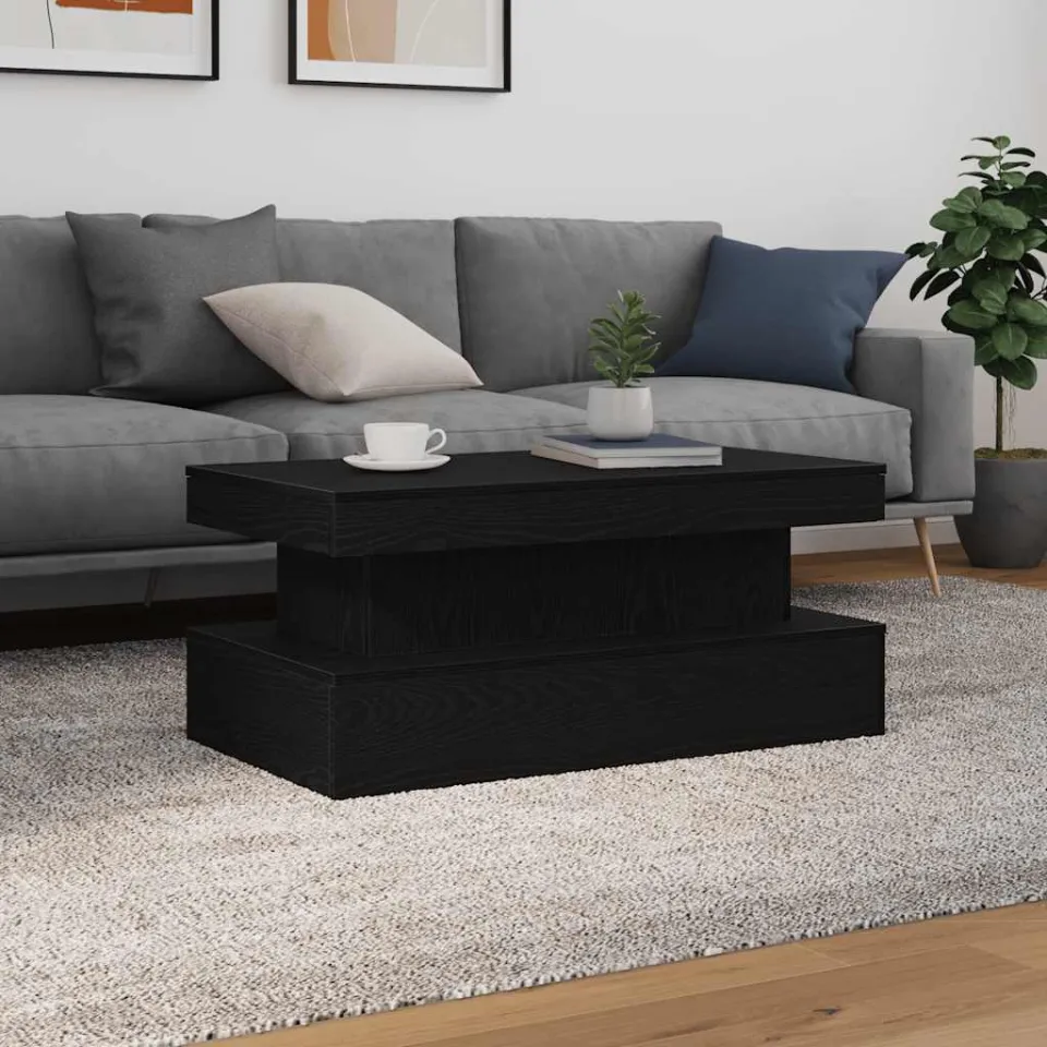 vidaXL Salontafel met LED-verlichting 90x50x40 cm zwart eiken, foto 3