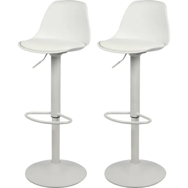 Urban Living "UGO" Barkruk met mat wit kunstleren kussen 42×38×H81/102 cm