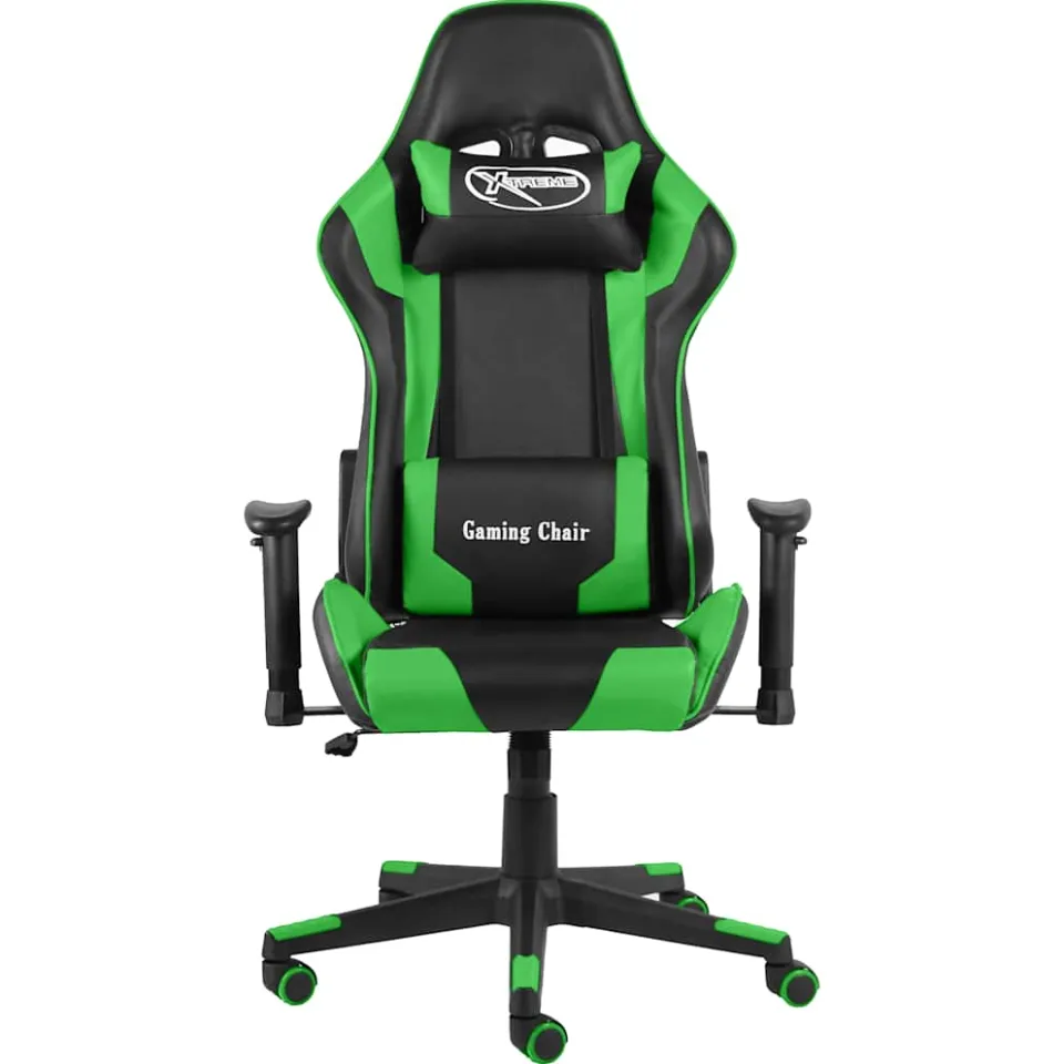 vidaXL Gamestoel draaibaar PVC groen, foto 2