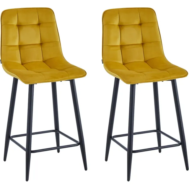 Colenis Luciano Barkruk - Set Van 2 - Okergeel - Fluweel - Velvet - Design