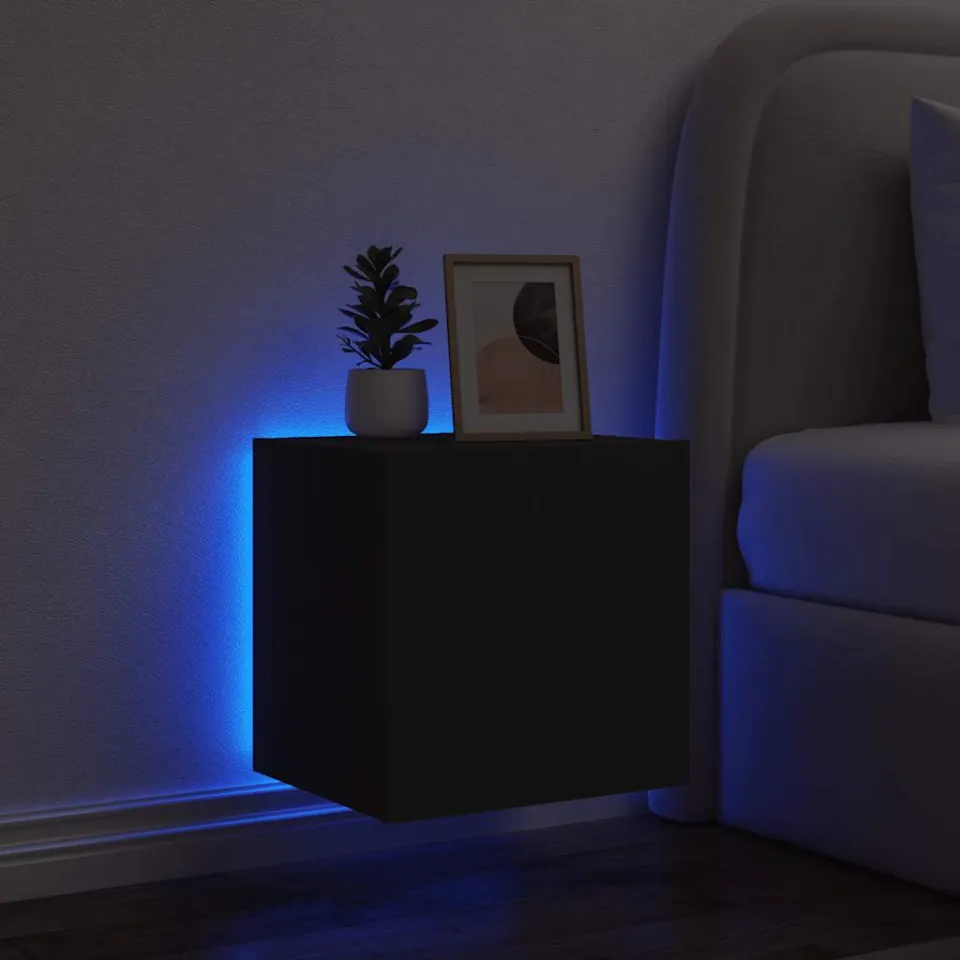 vidaXL Tv-wandmeubel met LED-verlichting 40,5x35x40 cm zwart, foto 2