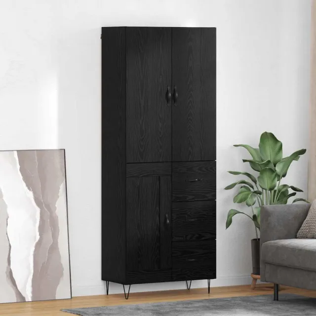 vidaXL Hoge kast 2 st Zwart Eiken 69,5 x 34 x 180 cm Bewerkt hout