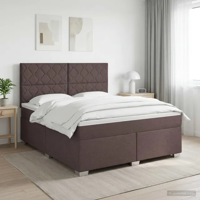 vidaXL Boxspringbed met matras Donkerbruin 160 x 200 cm Stof
