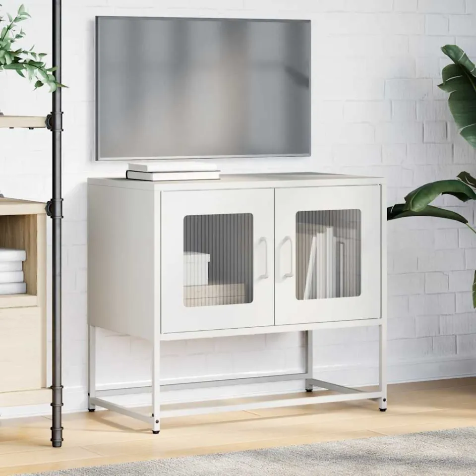 vidaXL Tv-meubel 68x39x60,5 cm koudgewalst staal wit, foto 2
