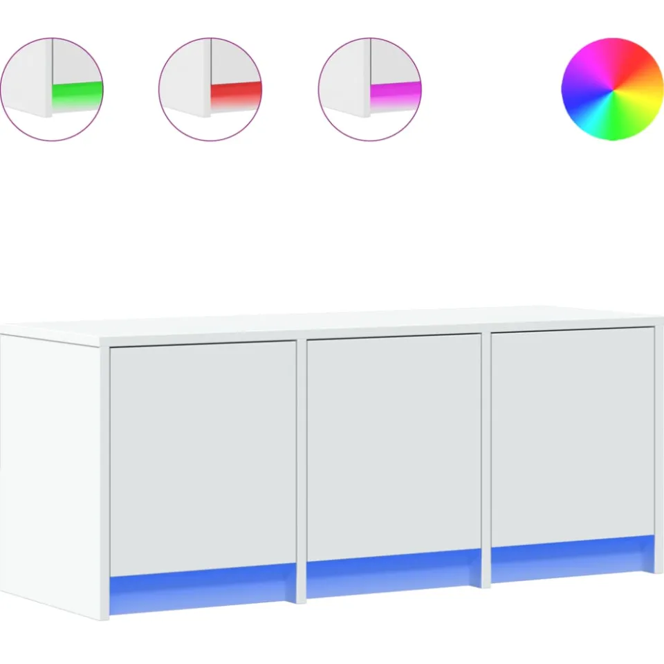 vidaXL Tv-meubel met LED 97x34x40 cm bewerkt hout wit, foto 3