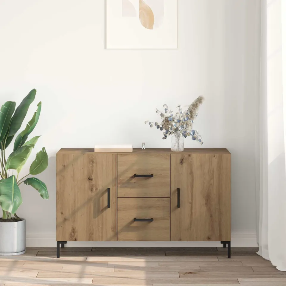 vidaXL Dressoir Artisan Eiken 100 x 36 x 60 cm Bewerkt hout, foto 3
