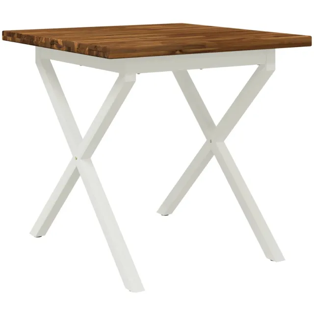 vidaXL Vierkante - Eettafel - 70 - x - 70 - x - 75 - cm - Massief - Acacia - Hout Natuurlijk en Wit