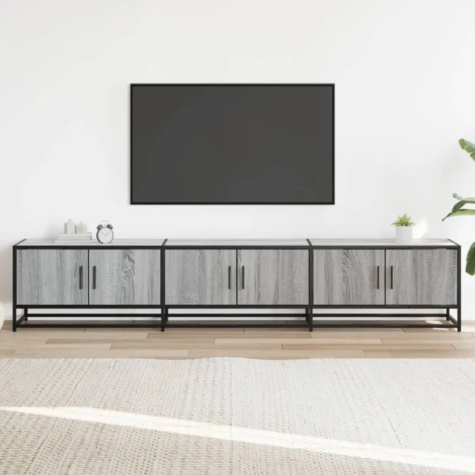 vidaXL Tv-meubel 210x35x41 cm bewerkt hout grijs sonoma eikenkleurig, foto 3