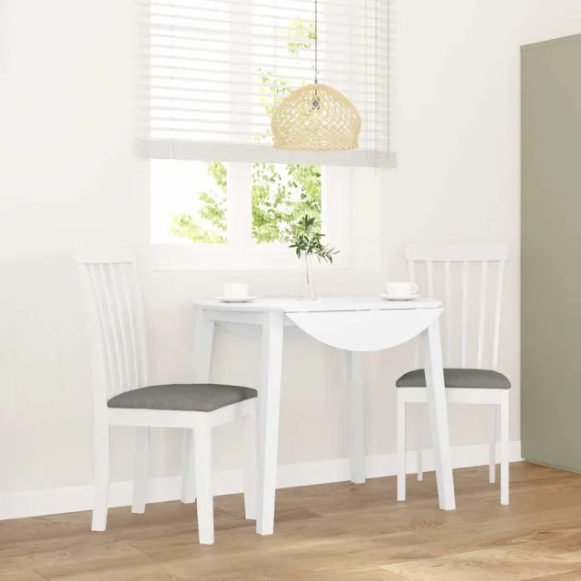 vidaXL Eetkamerstoelen met kussens 2 st massief hout rubber wit, foto 2