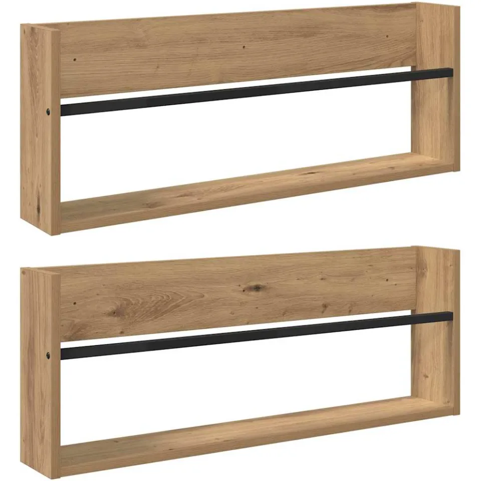 vidaXL Tijdschrift Rek 2 st Artisan Eiken 80 x 12 x 30 cm Bewerkt hout, foto 3