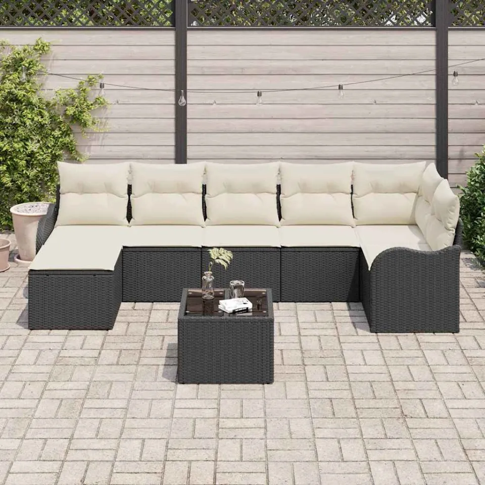 vidaXL Tuin Sofa Set Zwart poly rattan, foto 3