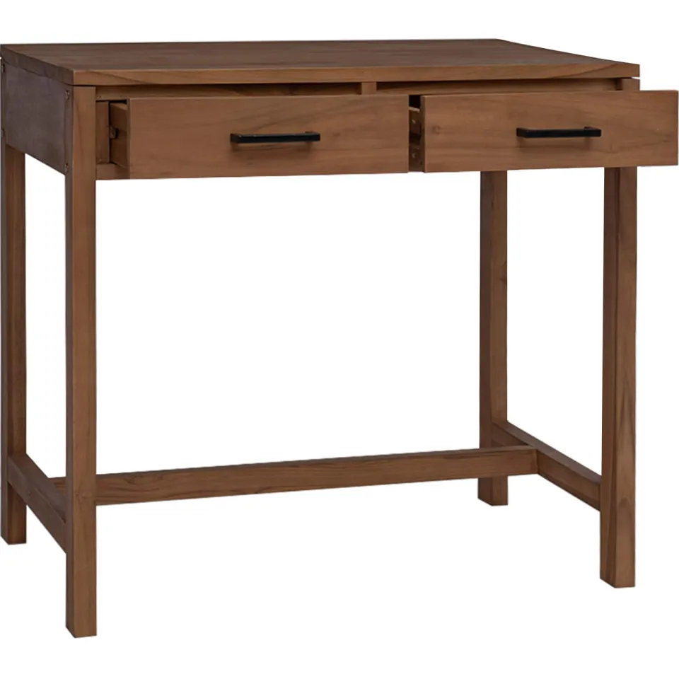 vidaXL Bureau met lades Naturel Massief Teakhout 80 x 50 x 75 cm Bruin