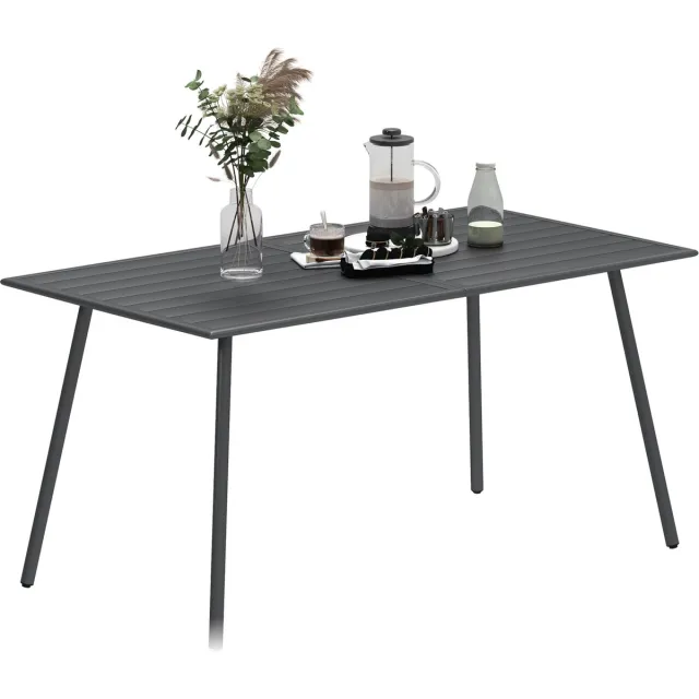 Outsunny tuintafel - Staal - 150x80x74cm - Grijs