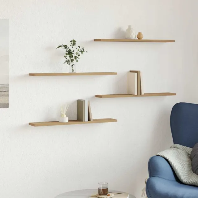 vidaXL Wandschappen 4 st 60x20x1,5 cm bewerkt hout artisanaal eiken Bruin