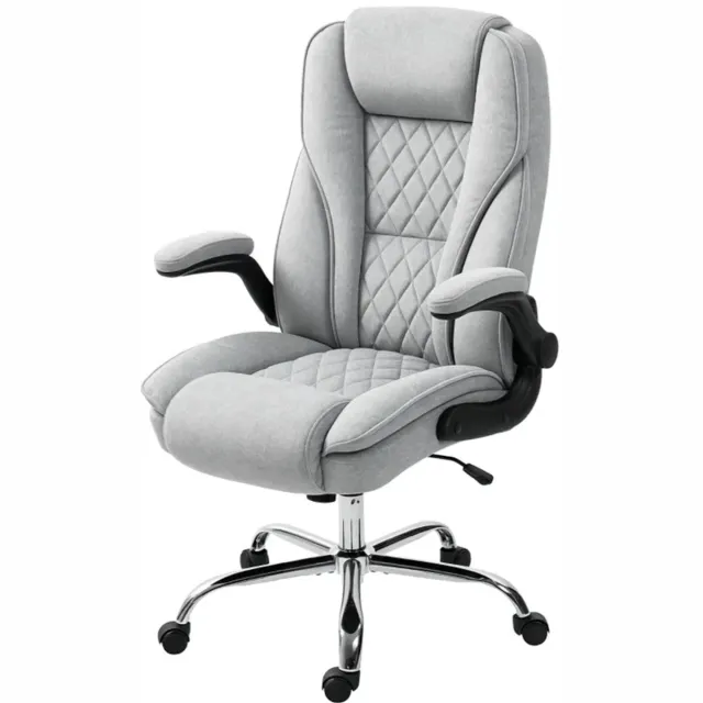 Rolipo Ergonomische Bureaustoel – Fluwelen Bekleding met Kantelfunctie – Compact en Ruimtebesparend – Thuiswerkstoel – Grijs