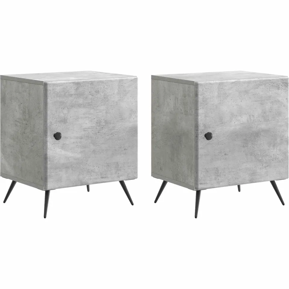 vidaXL Nachtkastje 2 st Betongrijs 43 x 34,5 x 50 cm Bewerkt hout grijs, foto 3