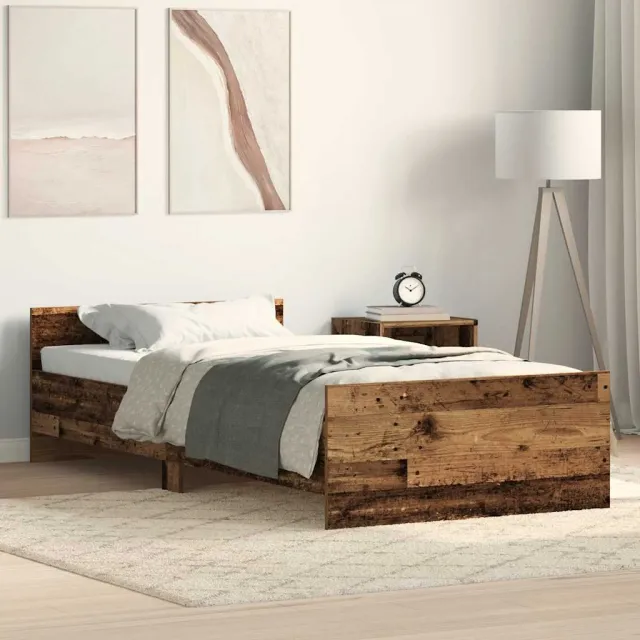 vidaXL Bedframe zonder matras 75x190 cm spaanplaat oud hout bruin