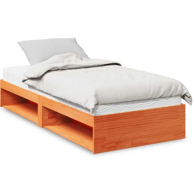 vidaXL Slaapbank met matras 90x200 cm massief grenenhout wasbruin