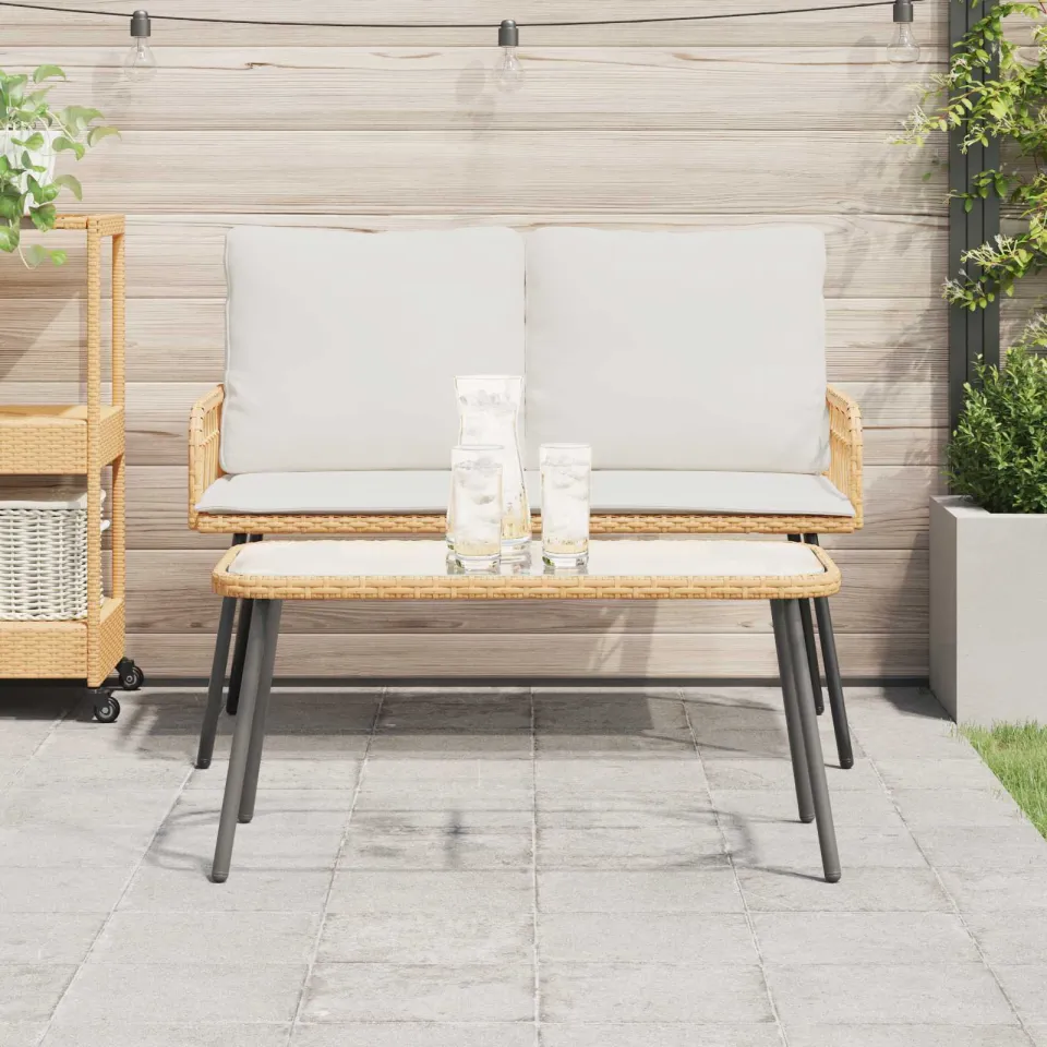 vidaXL Salontafel Bruin en zwart 90 x 45 x 43 cm poly rattan, foto 4