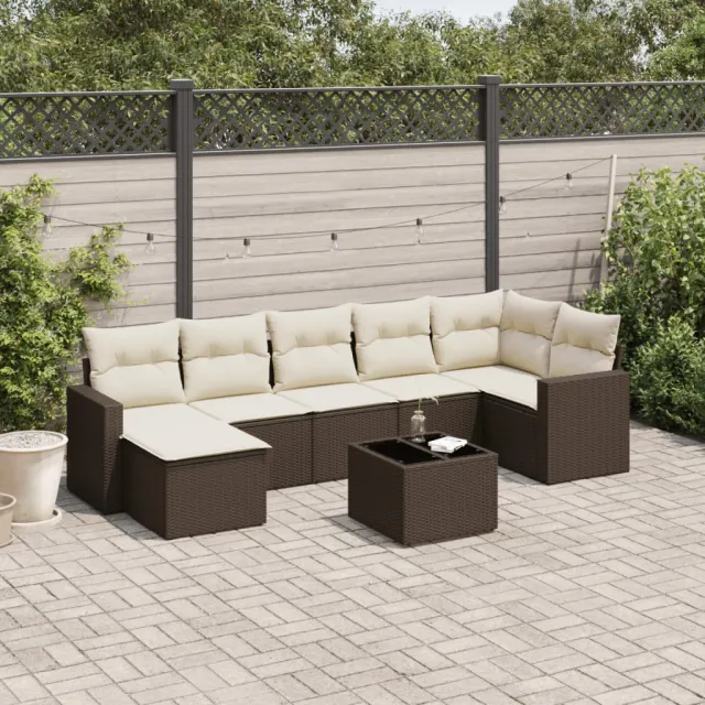 vidaXL 8-delige Loungeset met kussens poly rattan bruin, foto 2