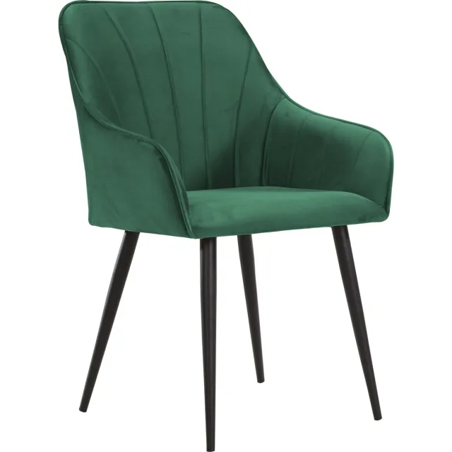 Soof & Tess Soof&Tess - Set van 4 - Ferrara Eetkamerstoel - Groen - Fluweel - Velvet - Industrieel - Met armleuning - Easy Clean Stoffen - Hoge Kwaliteit