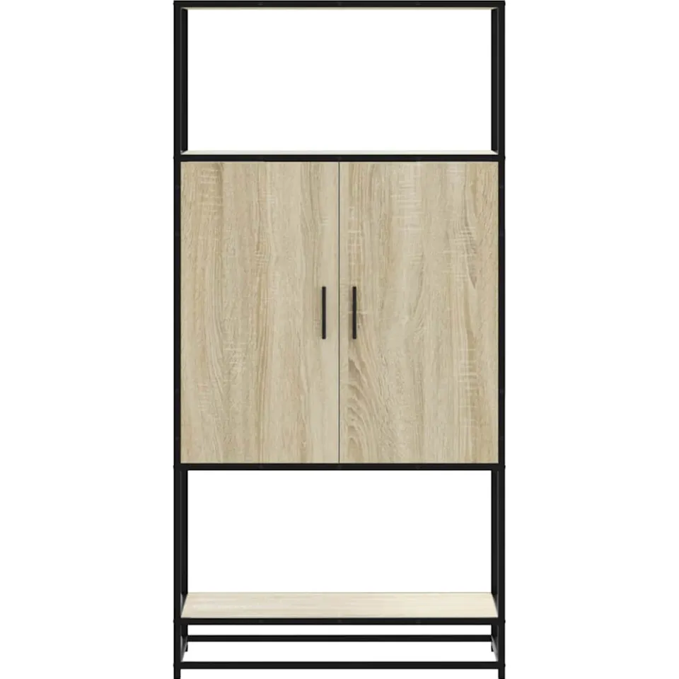vidaXL Hoge kast 68x35x139 cm bewerkt hout en metaal sonoma eikenkleur, foto 4
