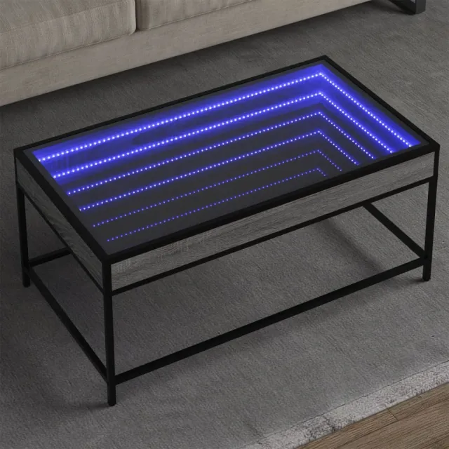 vidaXL Salontafel met Infinity LED 90x50x41 cm grijs sonoma eikenkleur, foto 2