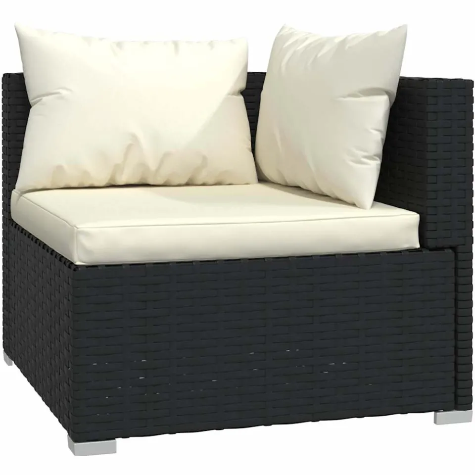 vidaXL 9-delige Loungeset met kussens poly rattan zwart